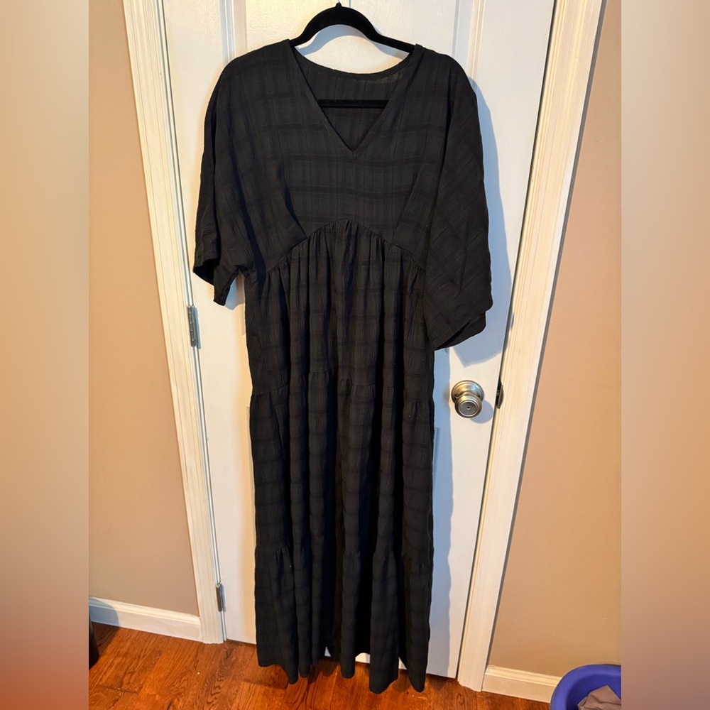 SHEIN Black Plaid Maxi Dress